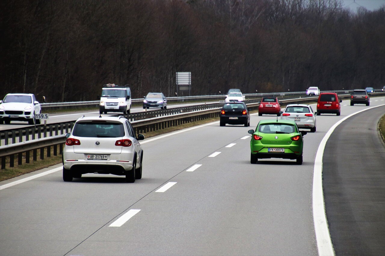 Cars in British Columbia on the highway